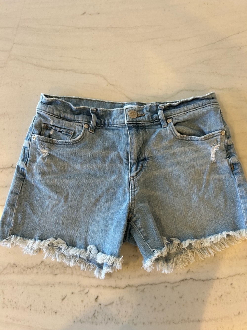 LOFT Light Blue Distressed Denim Shorts